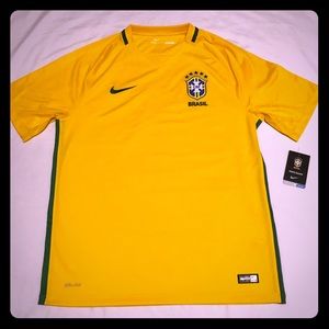Nike Dri-Fit Brasil Soccer Yellow Jersey Men Large